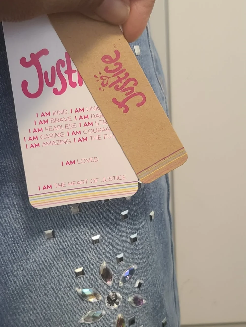 Justice Light Blue Skinny Jeans with Rhinestone Star Details